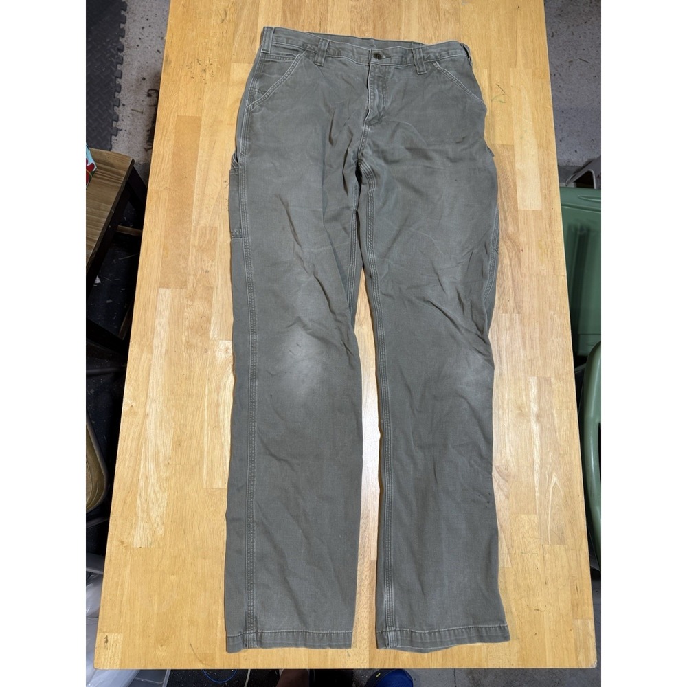 Carhartt B324 ARG Olive Green Carpenter Pants 34x36 Green Workwear